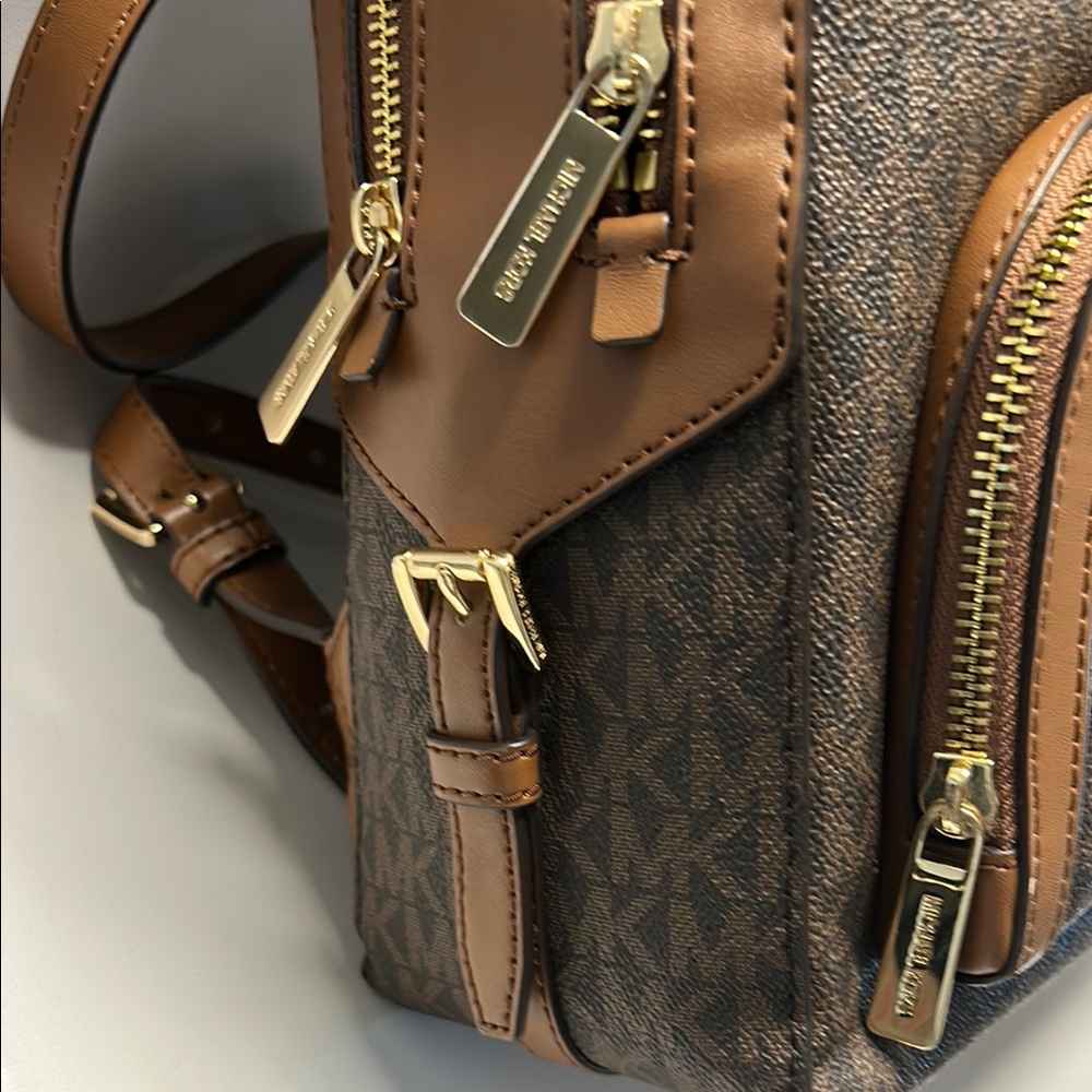 Michael Kors Brown Monogram Backpack with Gold Hardware - Picture 5 of 16